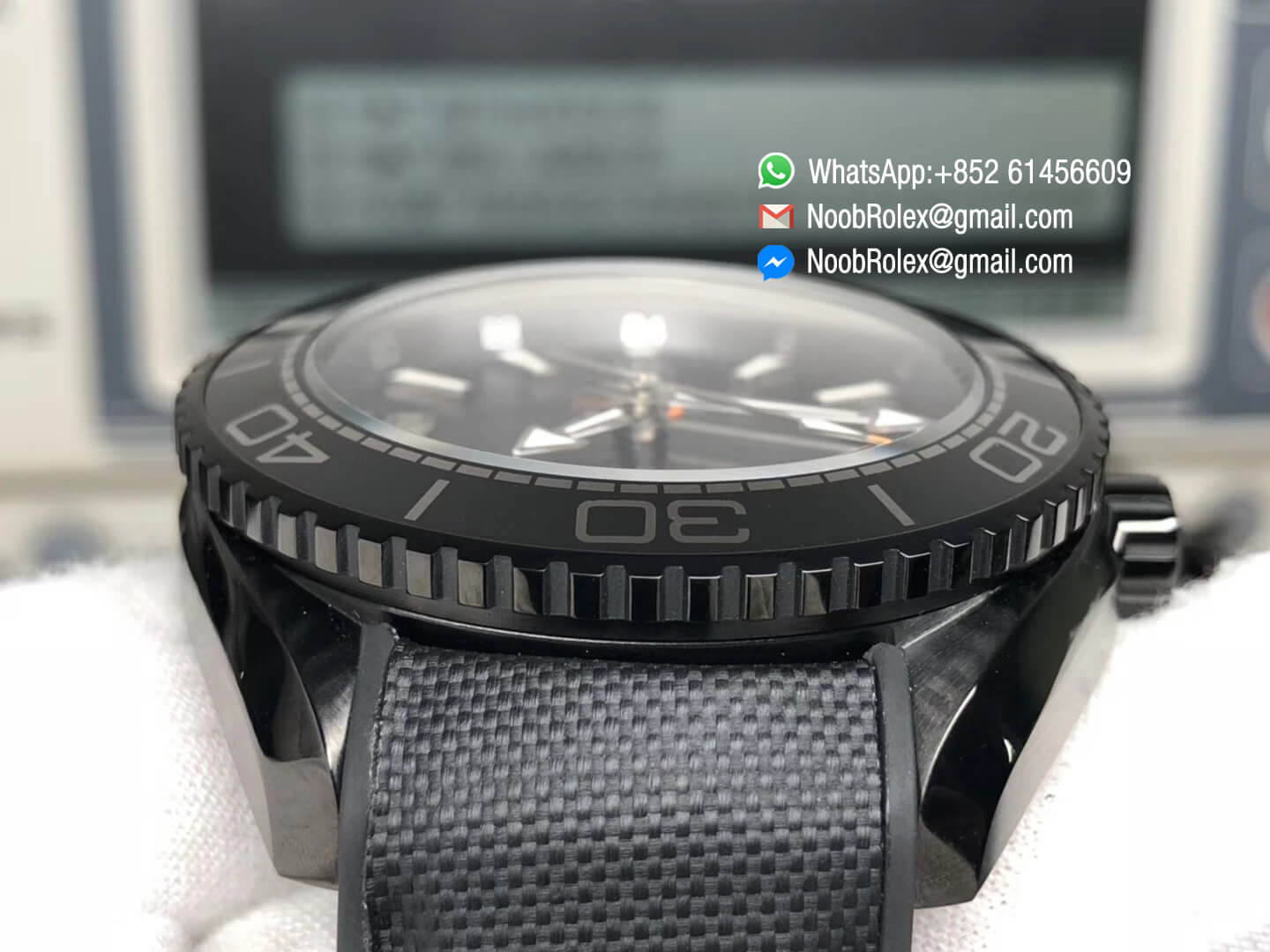 Seamaster Planet Ocean 600m GMT Watch DLC On Steel Ceramic Bezel "Deep Black" JHF 1:1 Best Edition 45.5mm 2016 On Black Nylon Strap A.8906