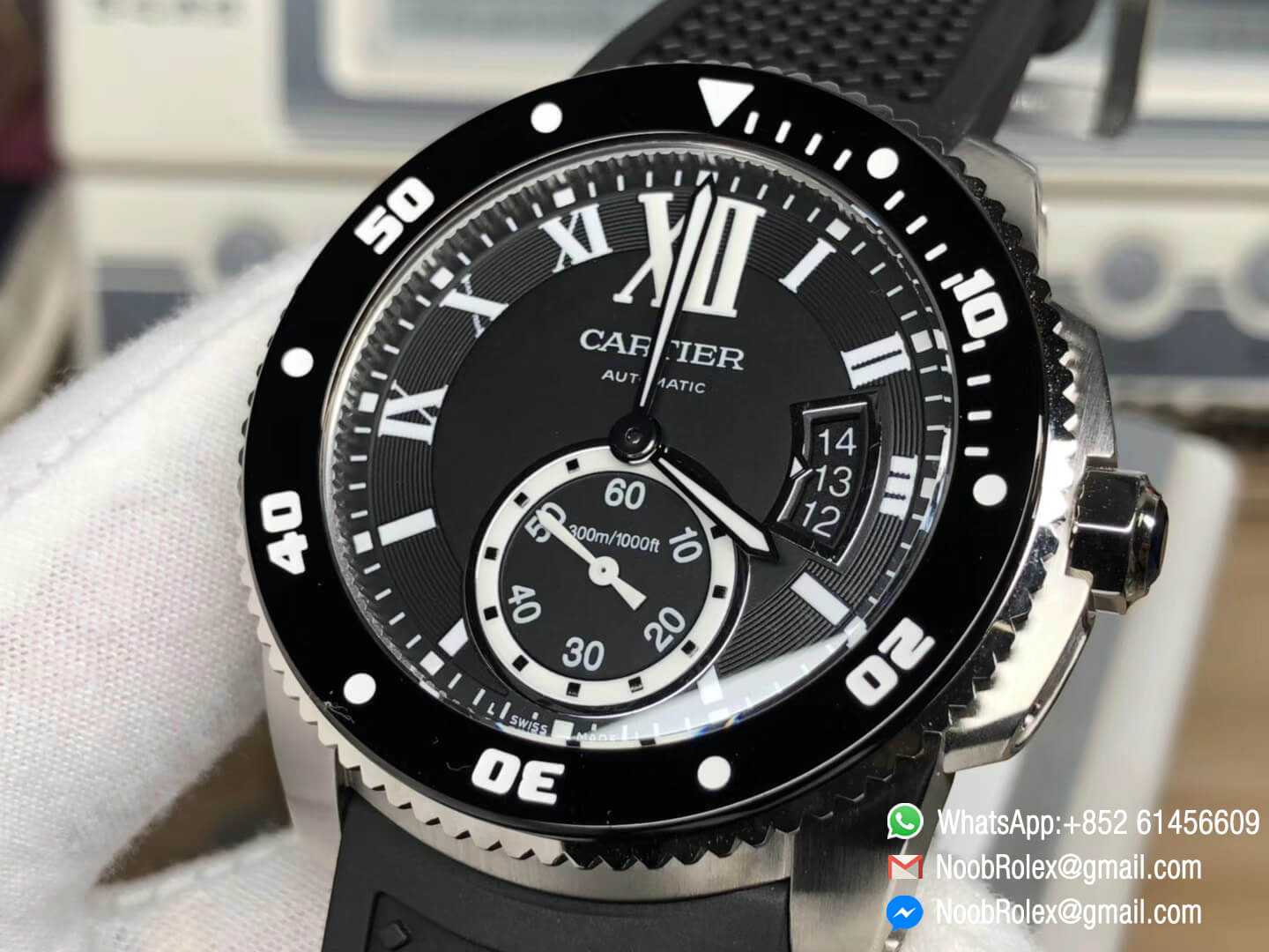 Calibre De Diver W7100057 Stainless Steel Case JF 1:1 Fake Best Edition Black Dial On Stainless Steel Bracelet A2836