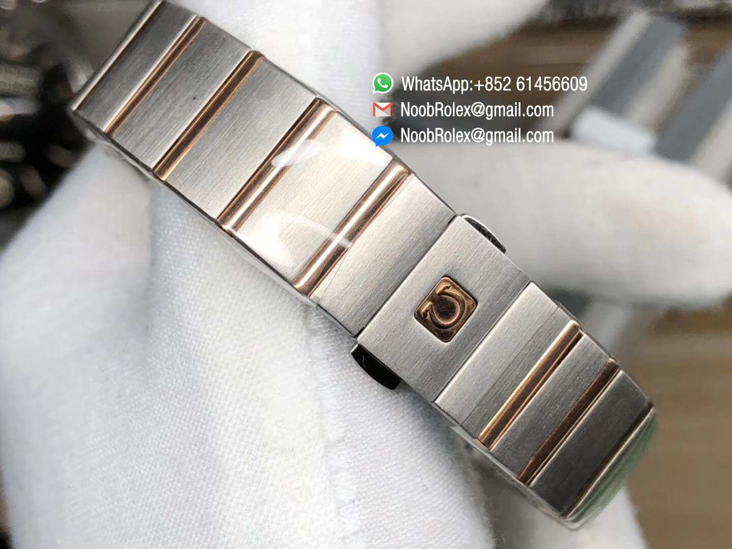 Constellation-Ladies-Rose-Gold-Case-Mop-Textured-Dial-Diamonds-Markers-on-Stainless-Steel-&-Rose-Gold-Two-Tone-Bracelet-A8520-V6F-Top-Fake-Watch