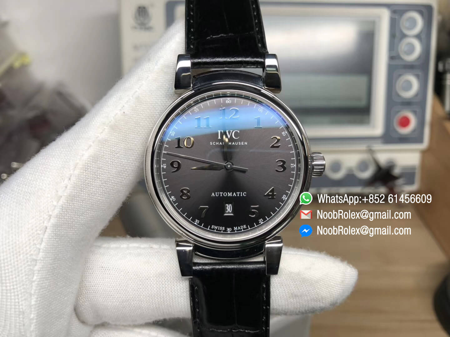 Da Vinci IW356602 Stainless Steel Case Gray Dial on Black Leather Strap Asian Clone 2892 Movement TW Factory 1:1 Best Edition