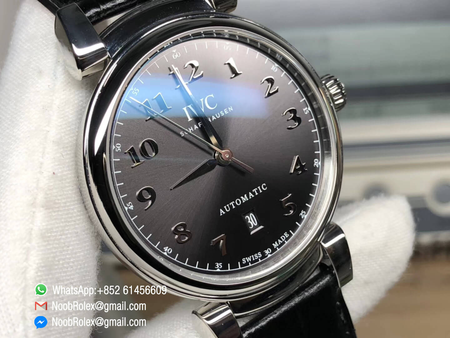 Da Vinci IW356602 Stainless Steel Case Gray Dial on Black Leather Strap Asian Clone 2892 Movement TW Factory 1:1 Best Edition