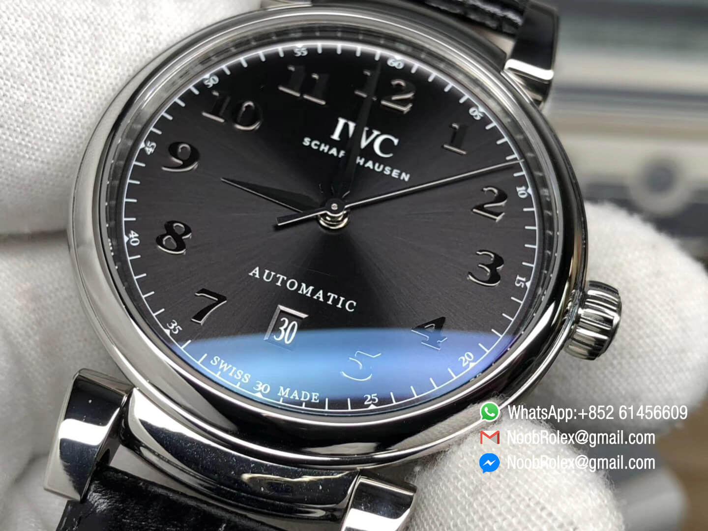 Da Vinci IW356602 Stainless Steel Case Gray Dial on Black Leather Strap Asian Clone 2892 Movement TW Factory 1:1 Best Edition