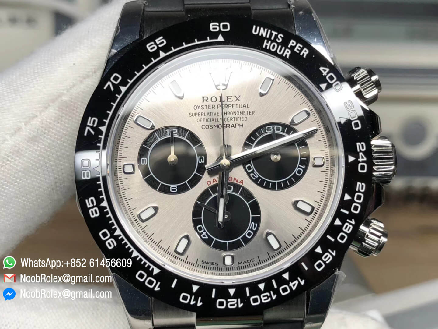 Daytona 116519 Panda Noob Top Clone Level Best Edition SA4130 Movement 904L Stainless Steel Case Gray & Black Dial on Black Rubber Strap