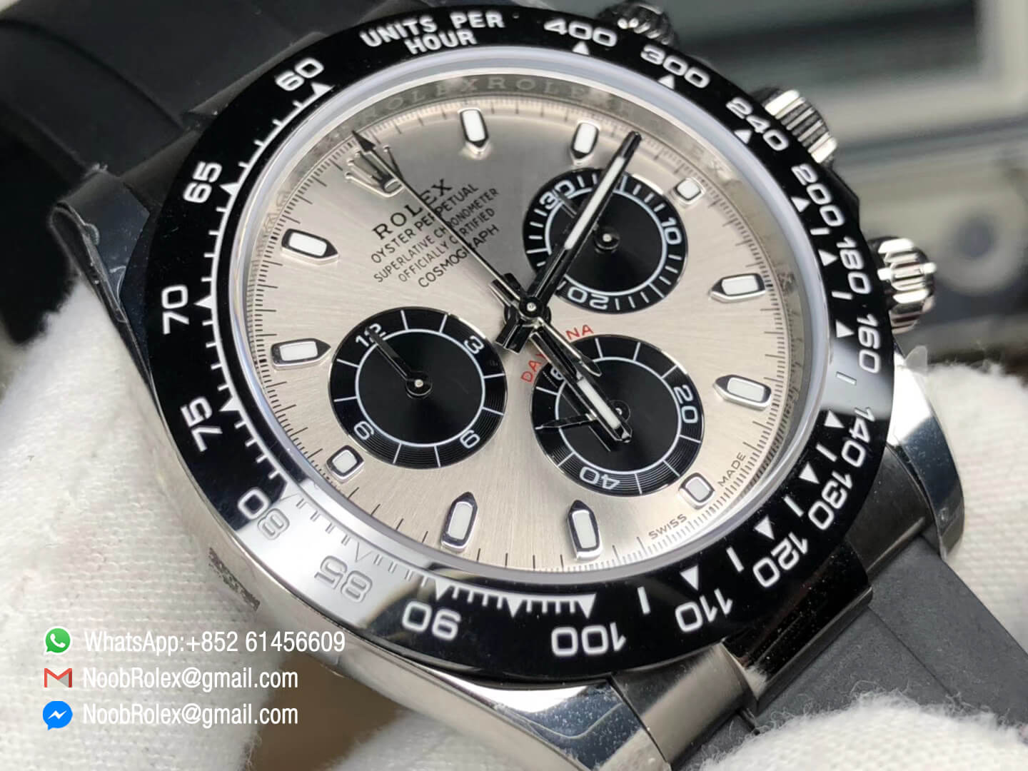 Daytona 116519 Panda Noob Top Clone Level Best Edition SA4130 Movement 904L Stainless Steel Case Gray & Black Dial on Black Rubber Strap