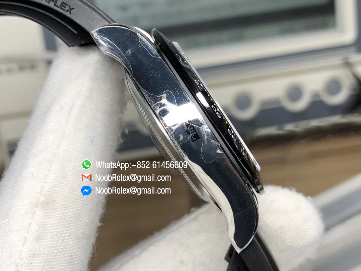 Daytona 116519 Panda Noob Top Clone Level Best Edition SA4130 Movement 904L Stainless Steel Case Gray & Black Dial on Black Rubber Strap