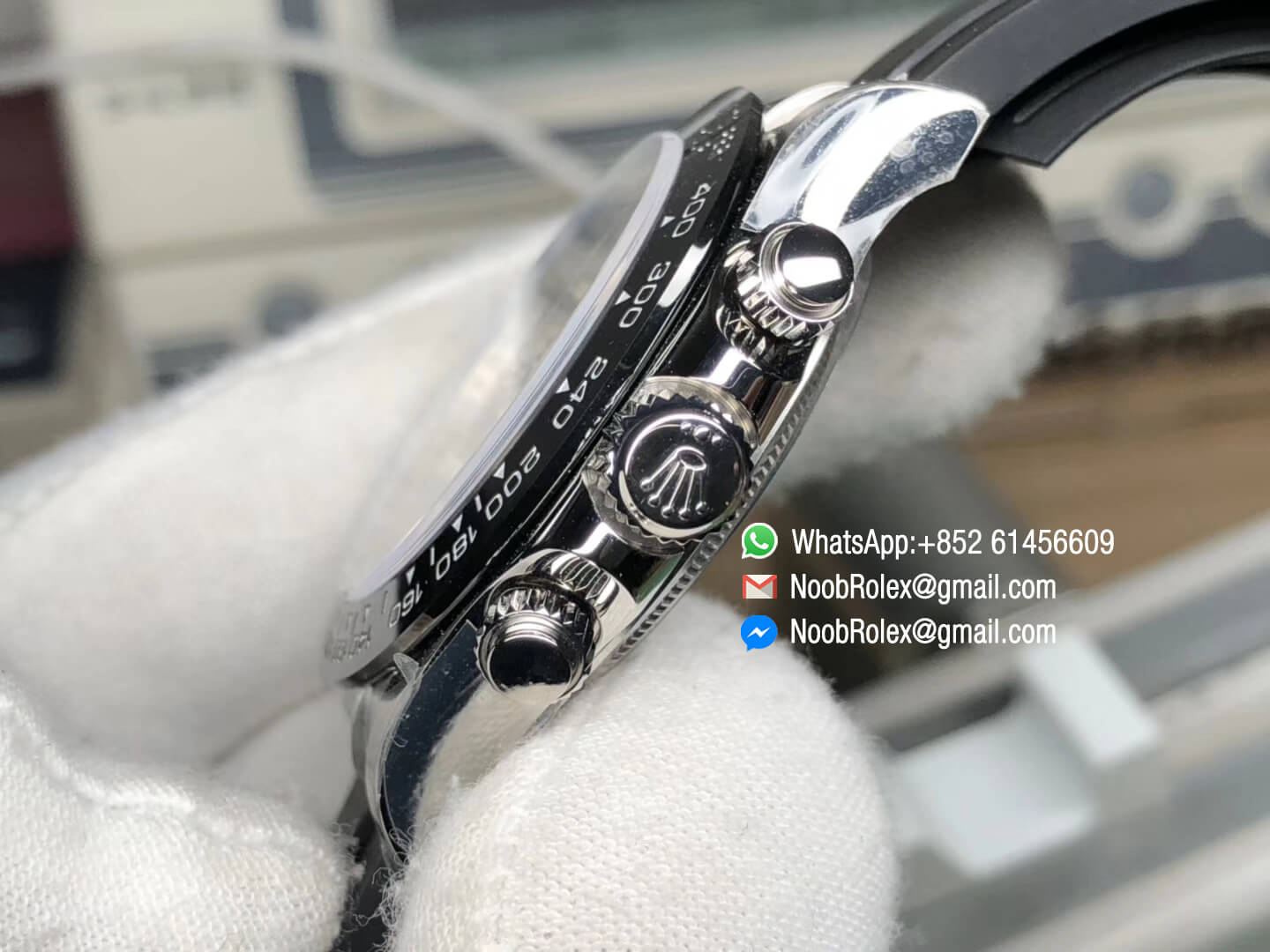 Daytona 116519 Panda Noob Top Clone Level Best Edition SA4130 Movement 904L Stainless Steel Case Gray & Black Dial on Black Rubber Strap