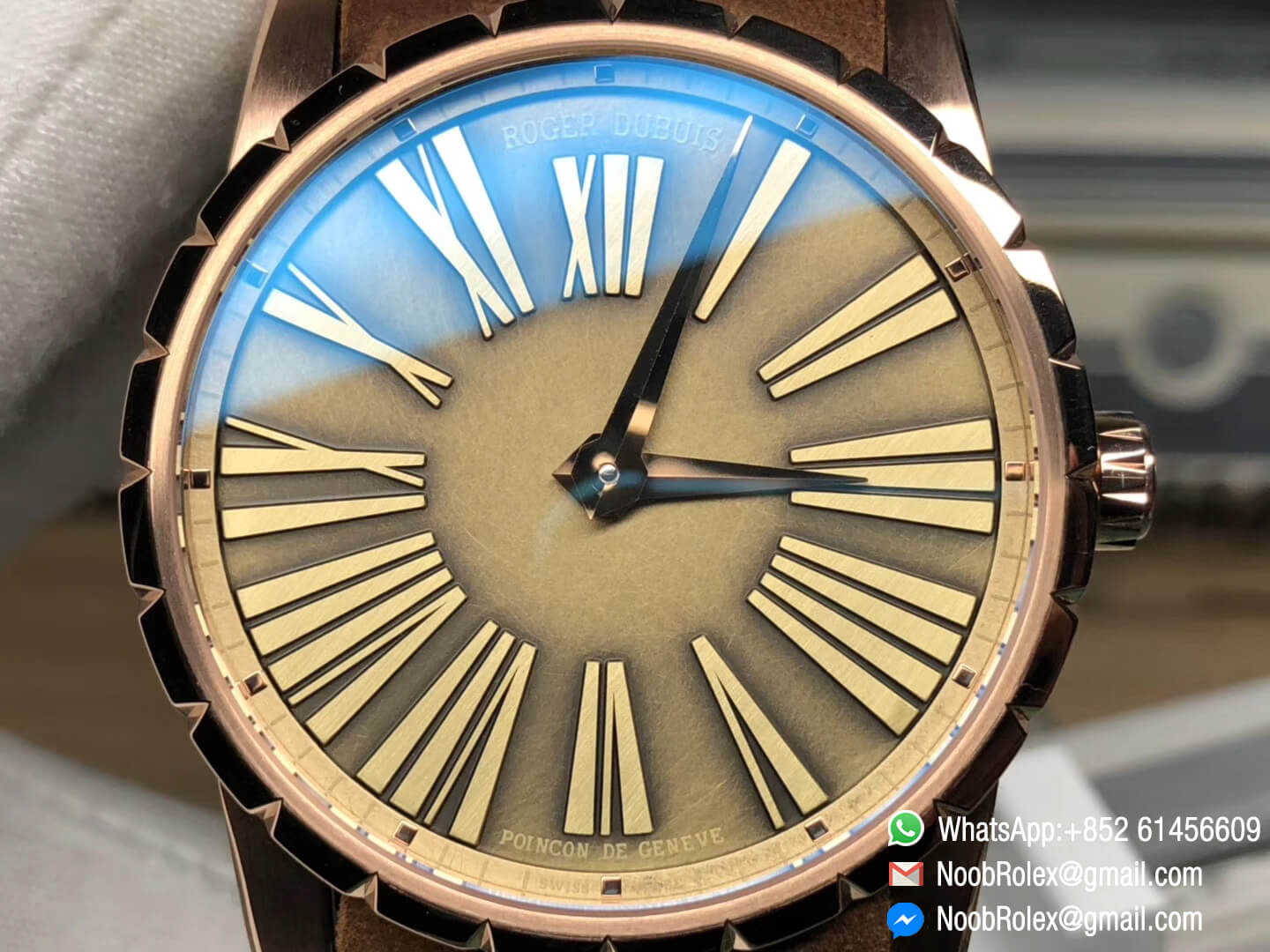 Excalibur 42mm Dbex0050 Rose Gold Case Brown Dial on Brown Leather Strap A830 Micro Rotor Movement RDF 1:1 Best Quality