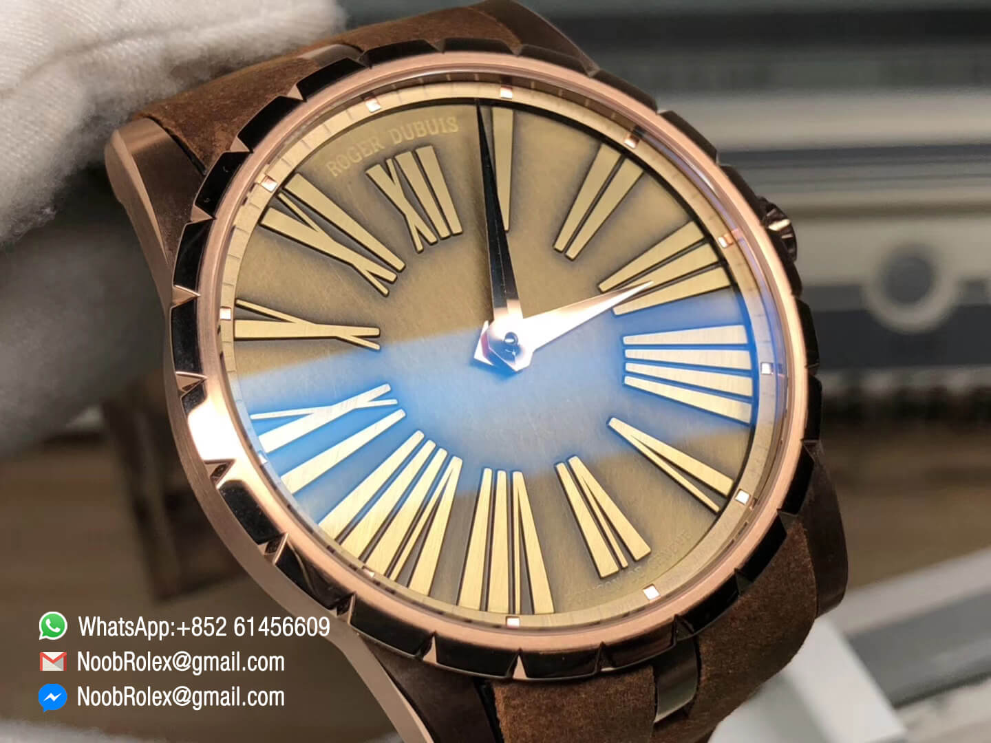 Excalibur 42mm Dbex0050 Rose Gold Case Brown Dial on Brown Leather Strap A830 Micro Rotor Movement RDF 1:1 Best Quality