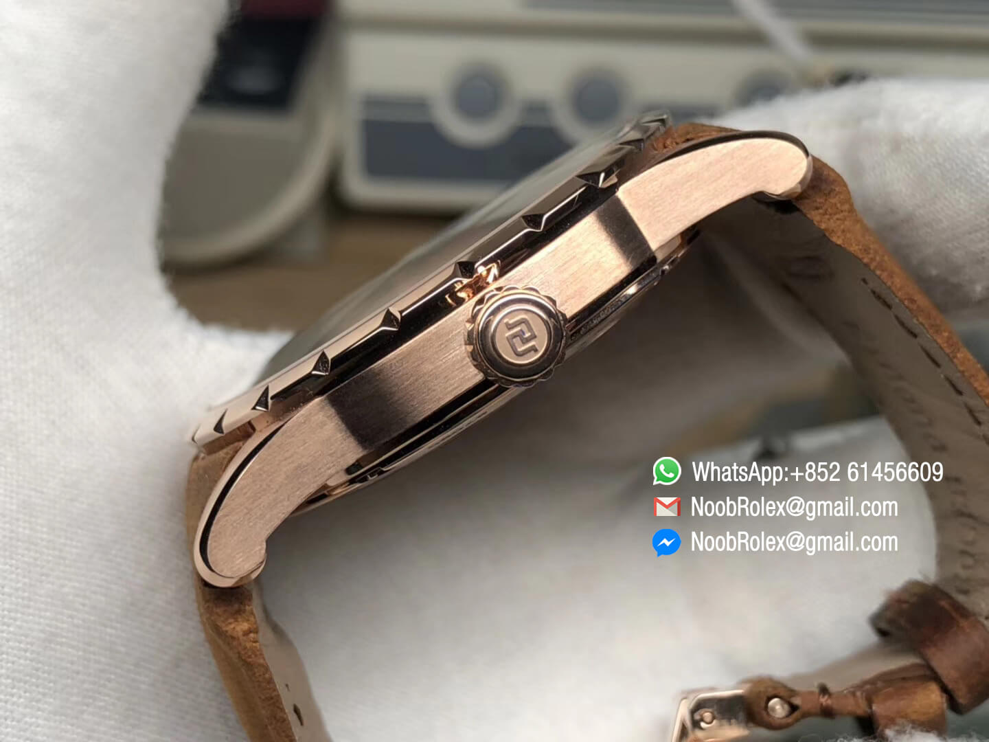 Excalibur 42mm Dbex0050 Rose Gold Case Brown Dial on Brown Leather Strap A830 Micro Rotor Movement RDF 1:1 Best Quality