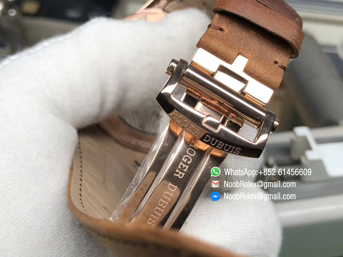 Excalibur 42mm Dbex0050 Rose Gold Case Brown Dial on Brown Leather Strap A830 Micro Rotor Movement RDF 1:1 Best Quality