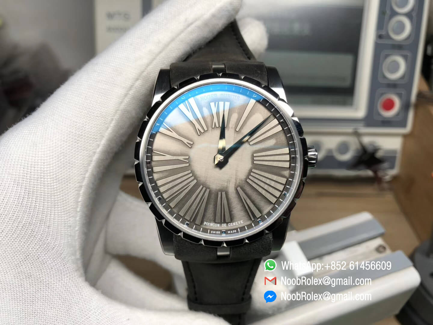 Excalibur 42mm Dbex0050 Stainless Steel Gray Dial on Gray Leather Strap A830 with Micro Rotor RD Factory 1:1 Top Clone Watch