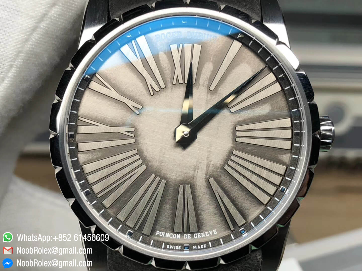 Excalibur 42mm Dbex0050 Stainless Steel Gray Dial on Gray Leather Strap A830 with Micro Rotor RD Factory 1:1 Top Clone Watch