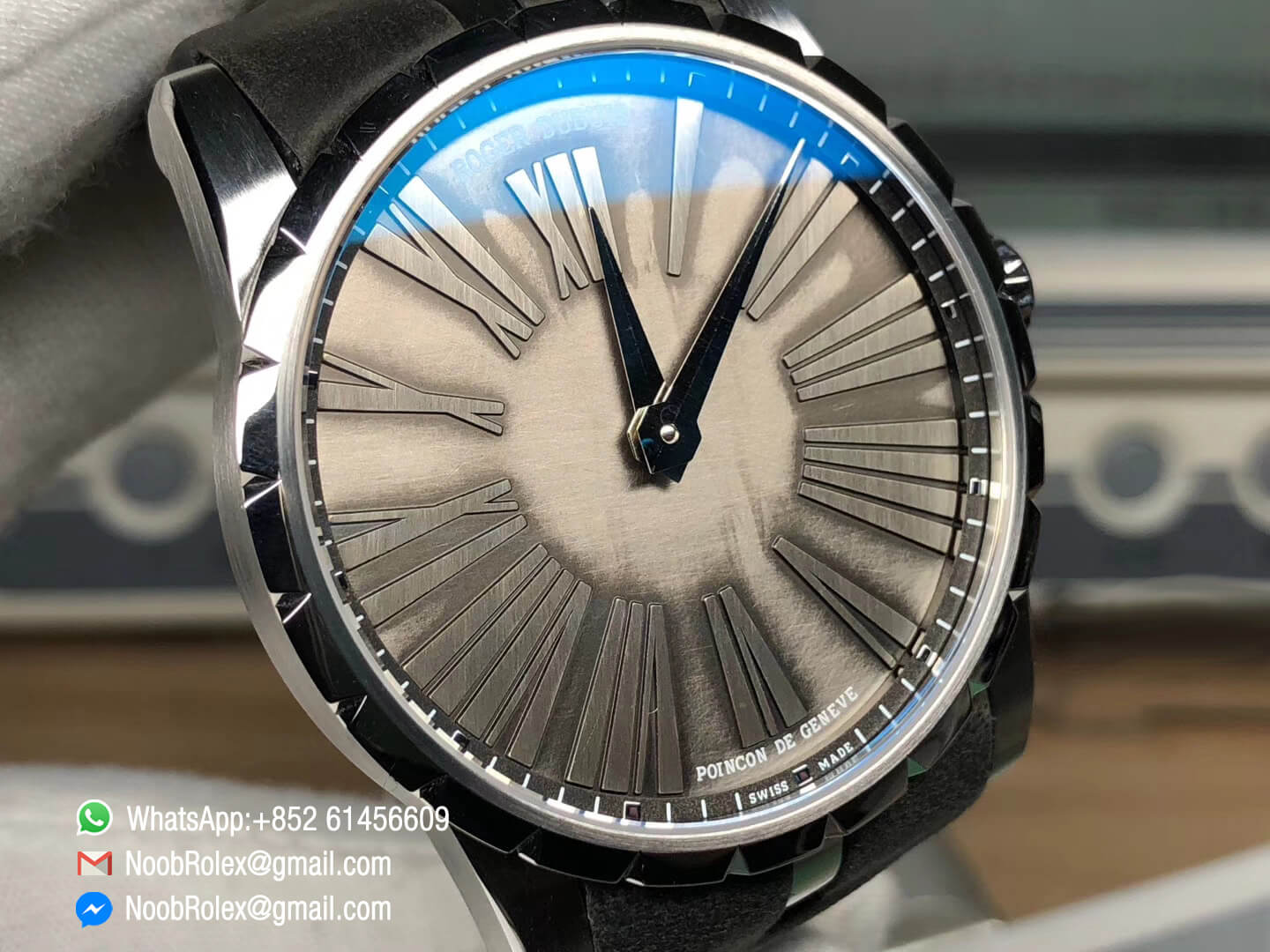 Excalibur 42mm Dbex0050 Stainless Steel Gray Dial on Gray Leather Strap A830 with Micro Rotor RD Factory 1:1 Top Clone Watch