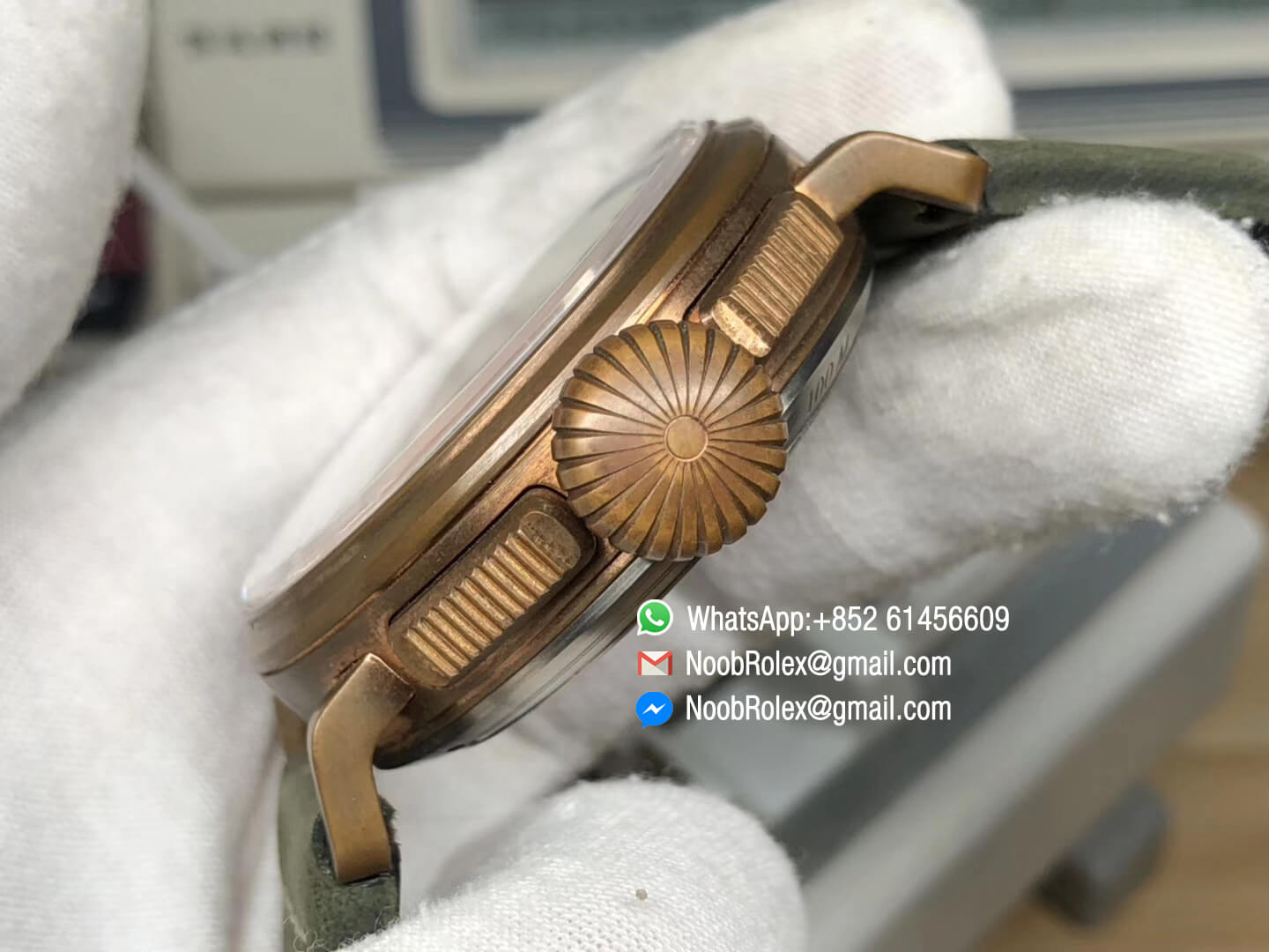 Pilot Type 20 Chronograph Extra Special Wristwatch 45mm Real Bronze Case on Green Nubuck Strap XF Best Clone Edition