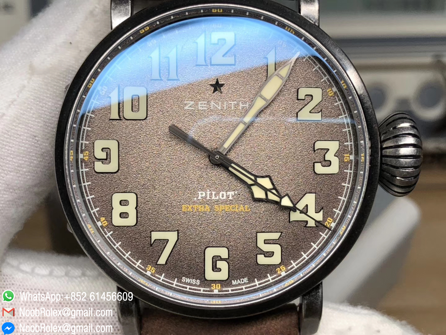 Pilot Type 20 Extra Special 40mm Aged Dial Stainless Steel Case V6F Best Copy Edition on Asso Brown Strap Miyota 9015