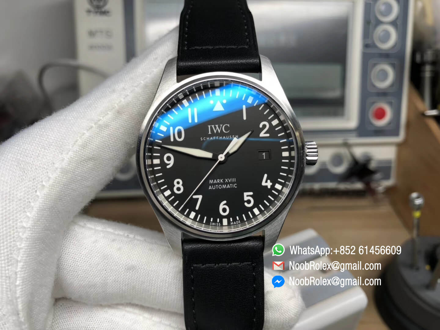 Pilot Watch Mark XVIII IW327001 Black Dial on Black Leather Strap MIYOTA 9015 MKS Factory Best Edition V2