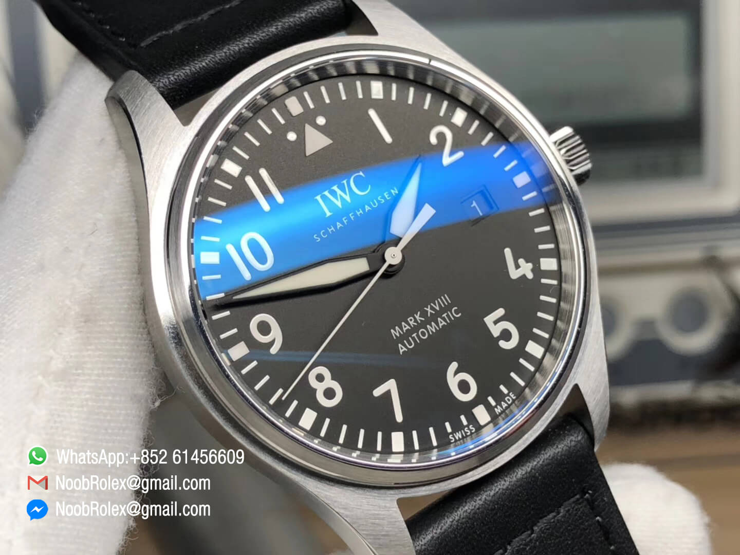 Pilot Watch Mark XVIII IW327001 Black Dial on Black Leather Strap MIYOTA 9015 MKS Factory Best Edition V2