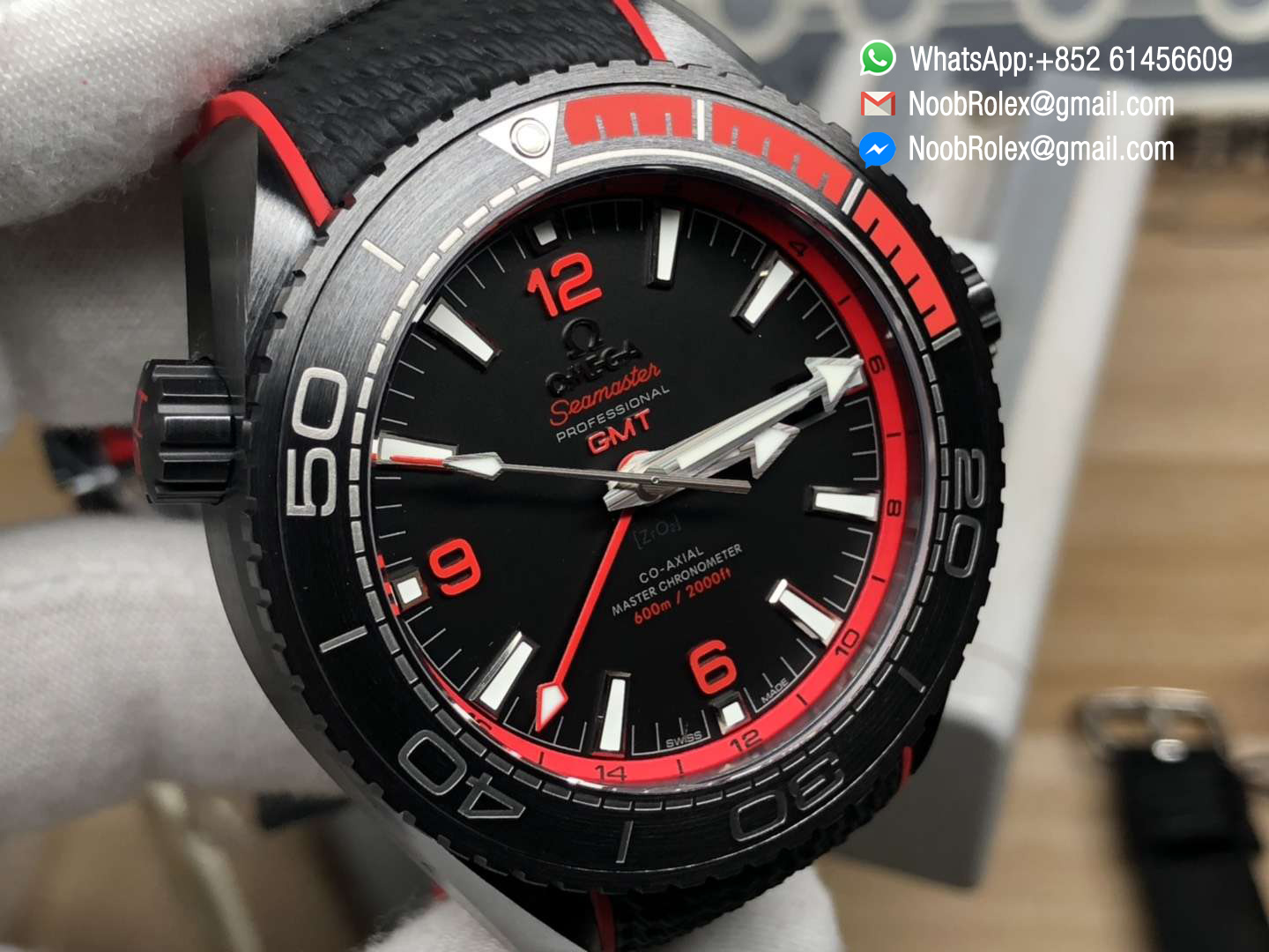 Planet Ocean 45.5mm Deep Black Wristwatch Red Real Ceramic Case Black Rubber Strap SA8906 2018 VSF Best Edition