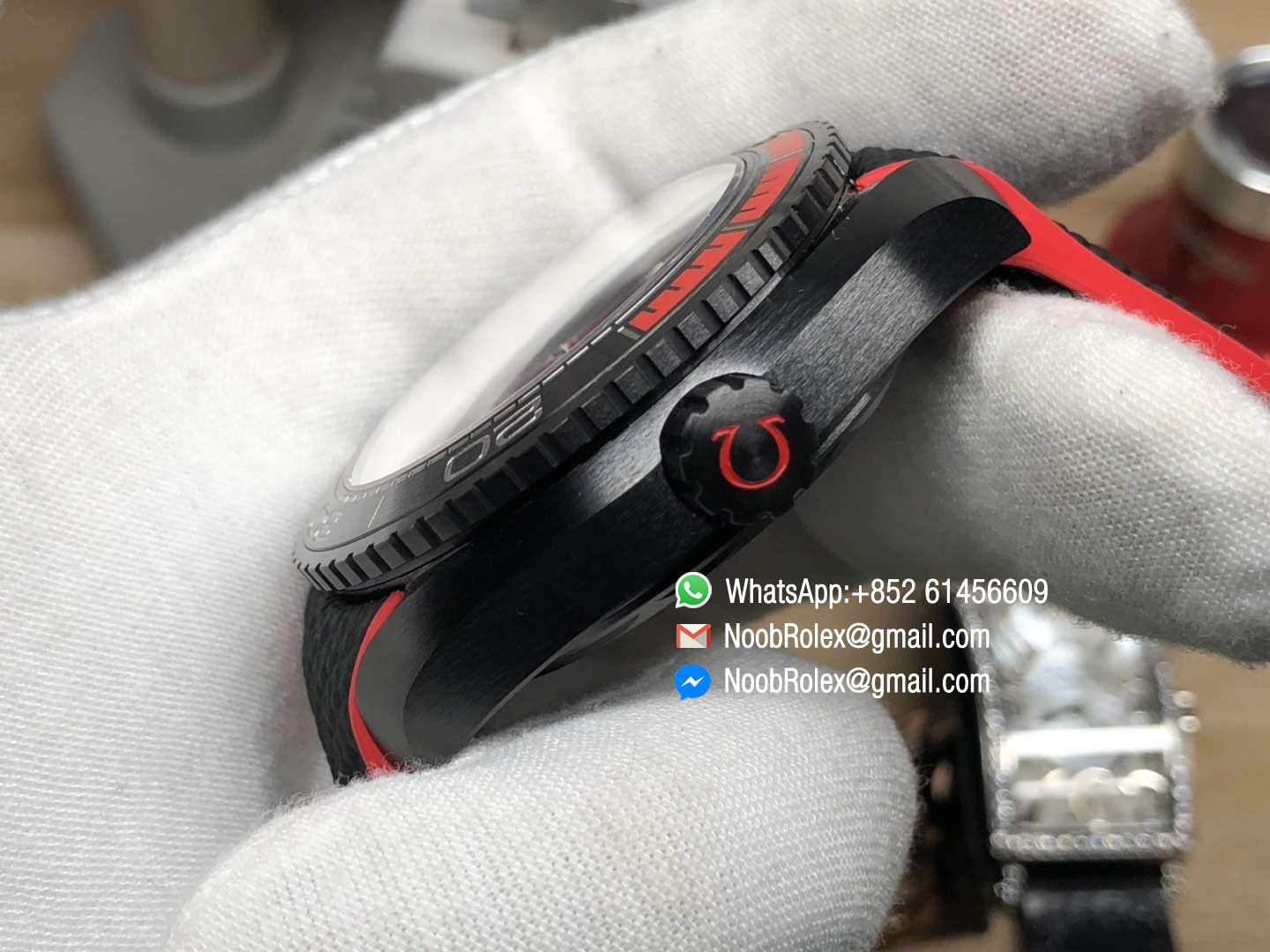 Planet Ocean 45.5mm Deep Black Wristwatch Red Real Ceramic Case Black Rubber Strap SA8906 2018 VSF Best Edition