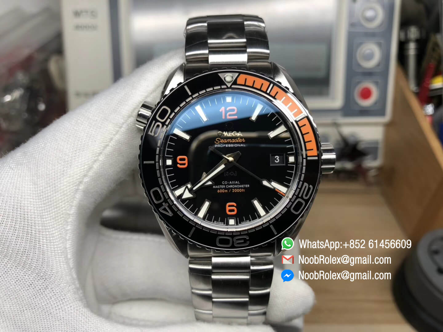 Planet Ocean Stainless Steel Case & Bracelet Black & Orange Bezel Black Dial Super Clone 8900 Movement VSF Best Fake Edition
