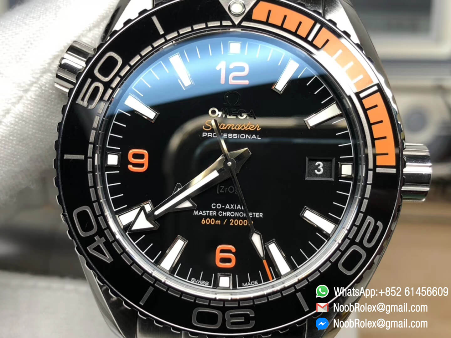 Planet Ocean Stainless Steel Case & Bracelet Black & Orange Bezel Black Dial Super Clone 8900 Movement VSF Best Fake Edition