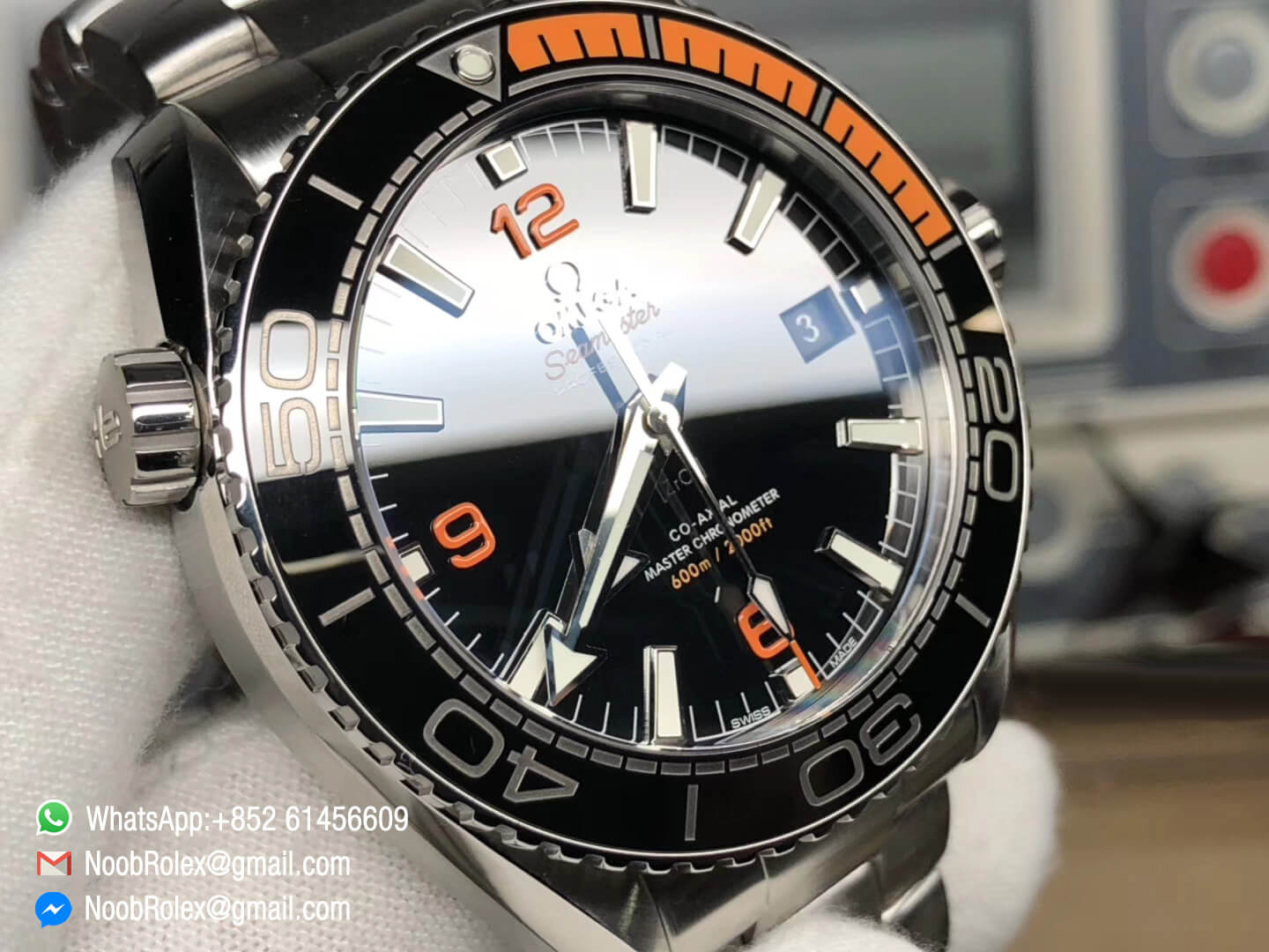 Planet Ocean Stainless Steel Case & Bracelet Black & Orange Bezel Black Dial Super Clone 8900 Movement VSF Best Fake Edition