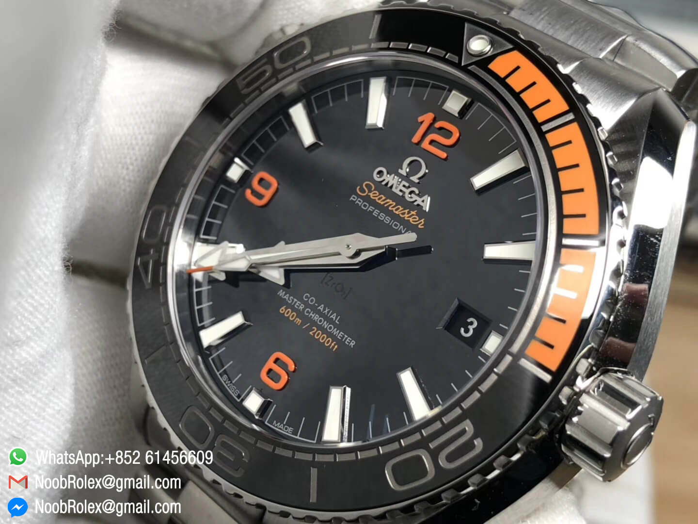 Planet Ocean Stainless Steel Case & Bracelet Black & Orange Bezel Black Dial Super Clone 8900 Movement VSF Best Fake Edition