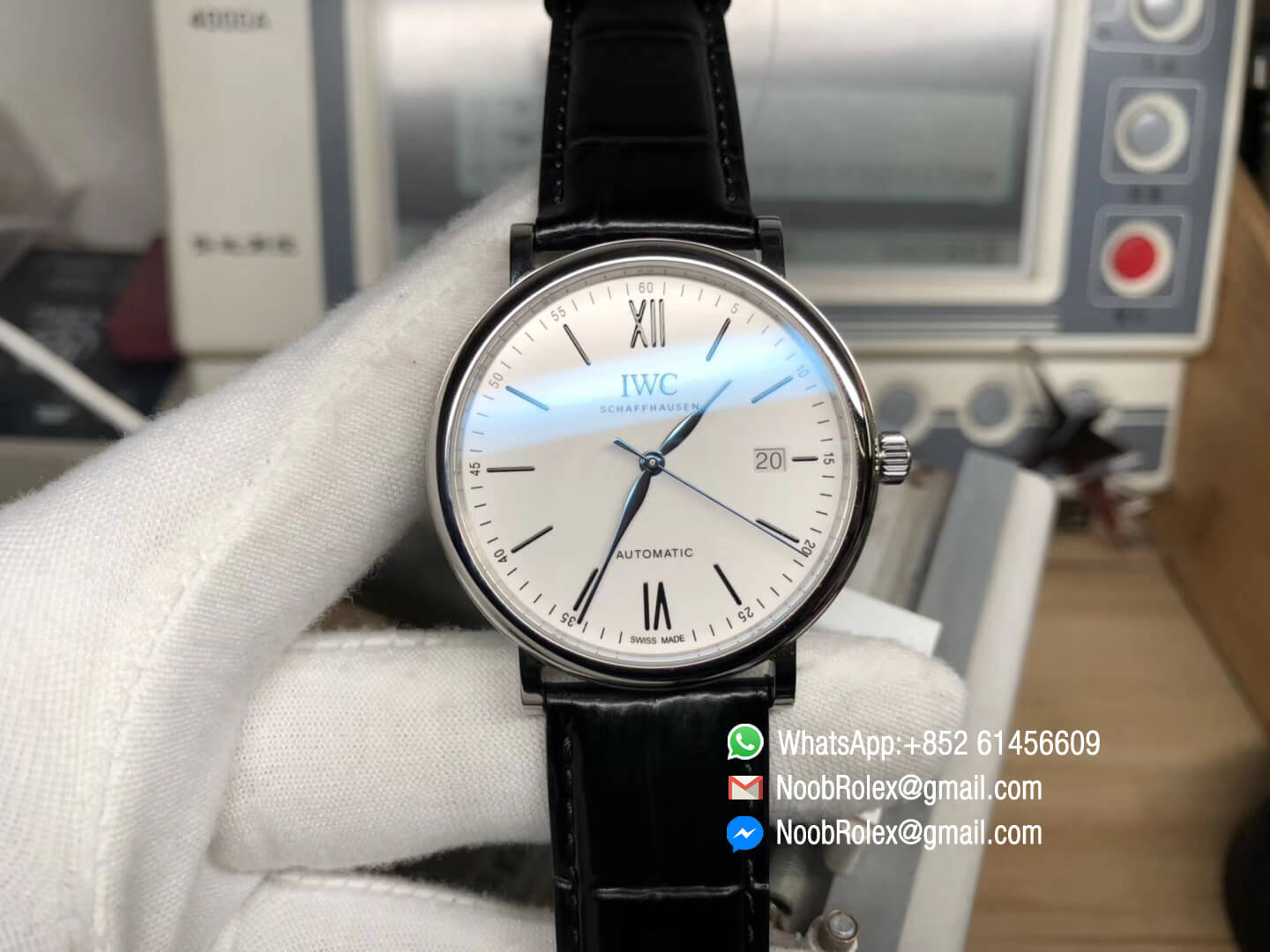 Portofino 150 Years Edition MKS Factory Top Clone 1:1 White Dial Blue Hand & Marker on Black Leather Strap MIYOTA 9015 Automatic Movement