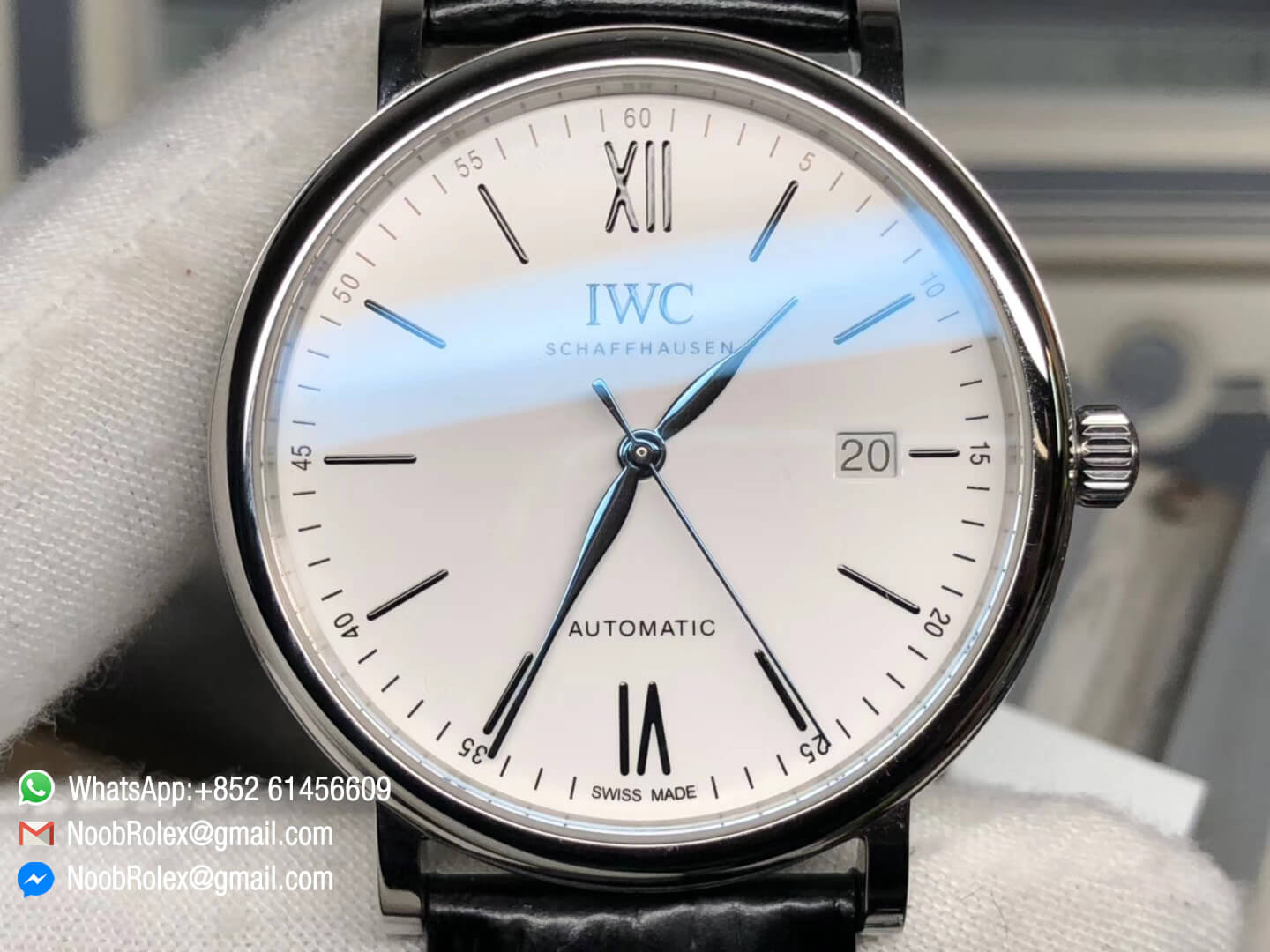 Portofino 150 Years Edition MKS Factory Top Clone 1:1 White Dial Blue Hand & Marker on Black Leather Strap MIYOTA 9015 Automatic Movement