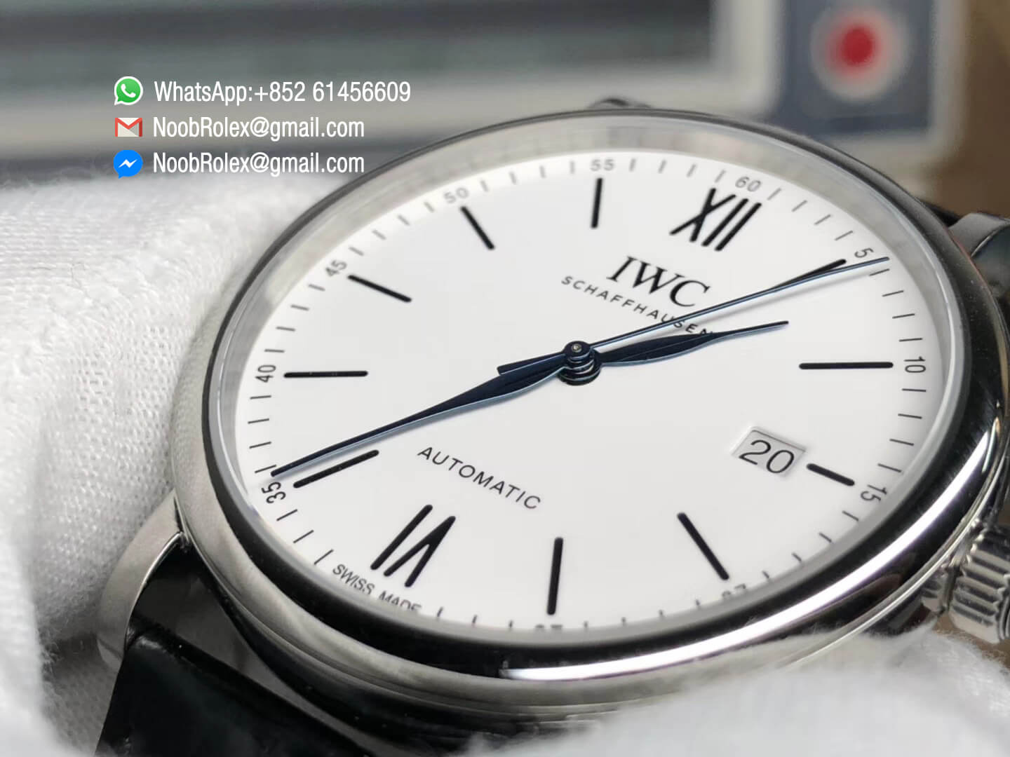 Portofino 150 Years Edition MKS Factory Top Clone 1:1 White Dial Blue Hand & Marker on Black Leather Strap MIYOTA 9015 Automatic Movement