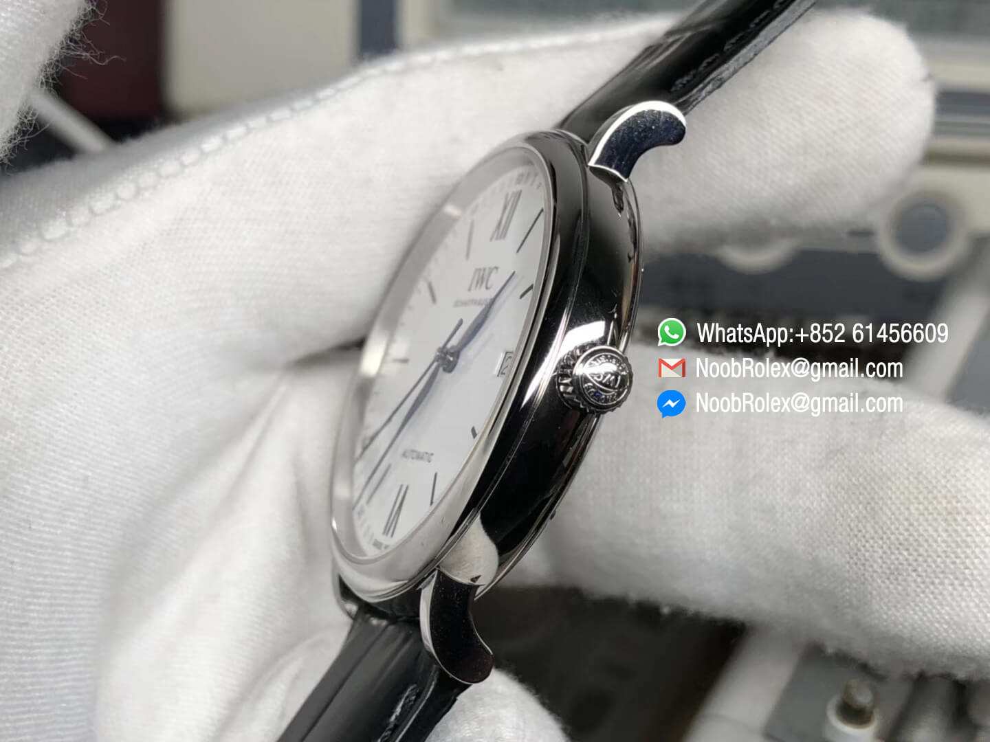 Portofino 150 Years Edition MKS Factory Top Clone 1:1 White Dial Blue Hand & Marker on Black Leather Strap MIYOTA 9015 Automatic Movement