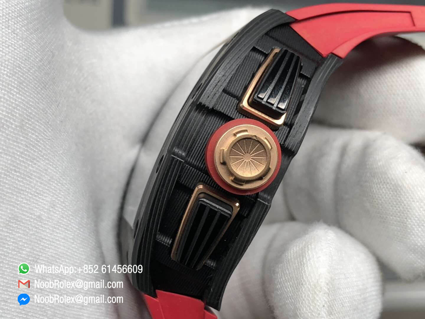 RM011 R.GROSJEAN FELIPE MASSA Lotus F1 Team Limitied Edition Carbon Case Chronograph KVF 1:1 Best Edition Crystal Skeleton Dial Red on Red Rubber Strap A7750