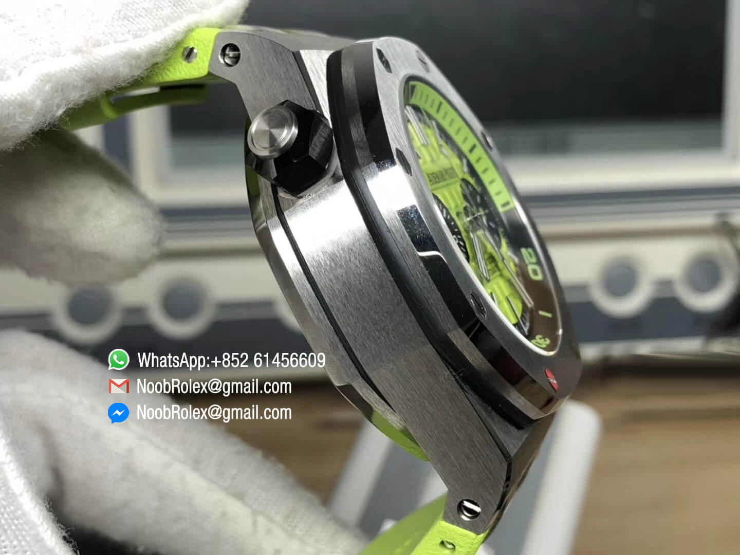 Royal Oak Offshore Diver Chronograph Watch 26703ST Green Dial on Green Rubber Strap A3126 JF V2 1:1 Best Fake Quality