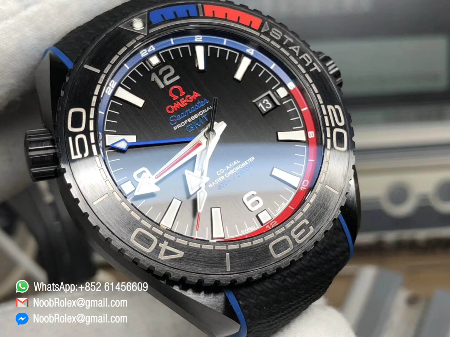 Seamaster Planet Ocean Ref:215.92.46.22.01.004 600m Real Ceramic Case and Bezel ETNZ "Deep Black" Black Nylon Strap A8906 Super Clone 45.5mm VSF 1:1 Best Fake Quality