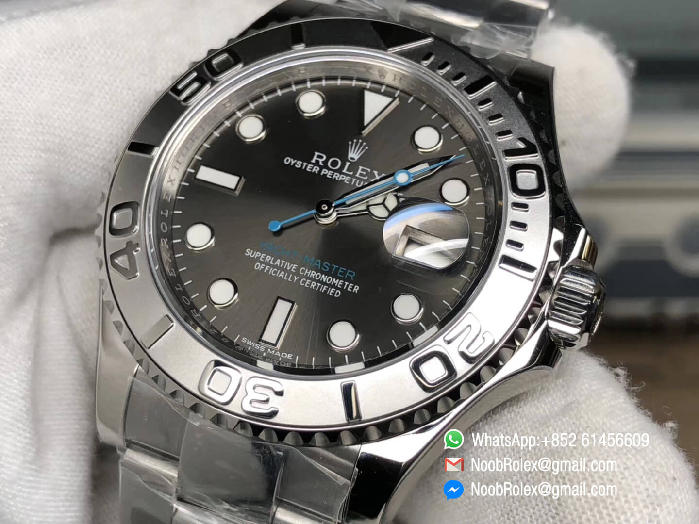 Yacht-Master 116622 Noob Best Edition 2016 Baselworld Gray Dial Blue Second Hand on Stainless Steel Bracelet SA3135 Movement