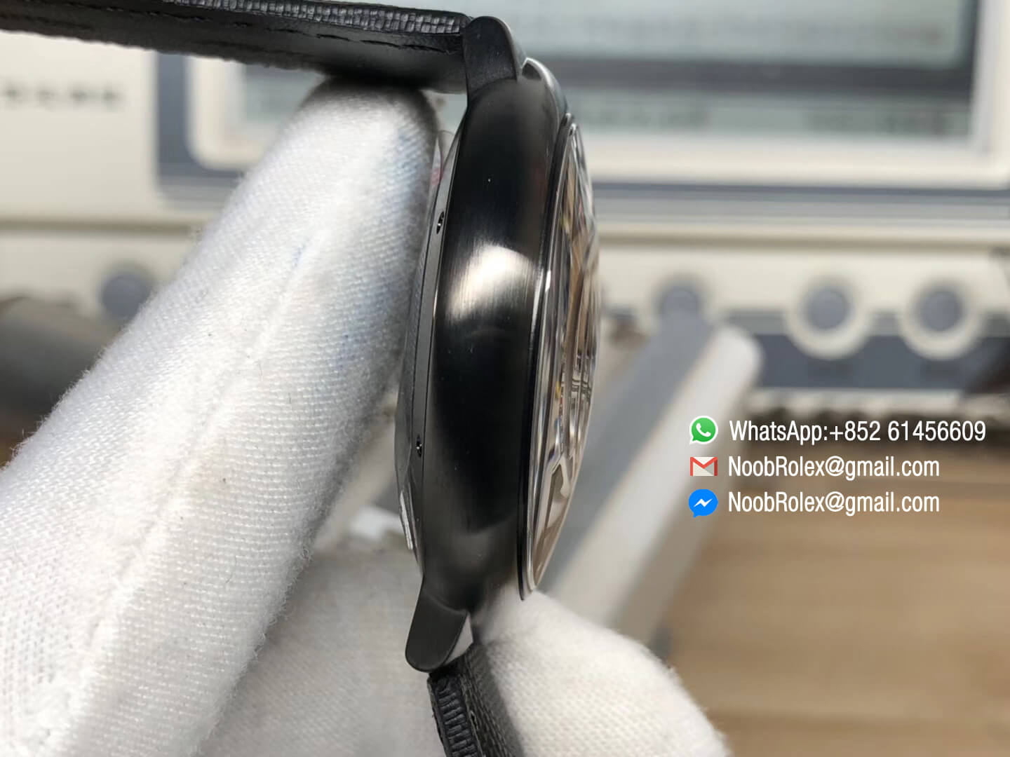 Ballon Bleu 42mm Watch WSBB0015 PVD Plated Case & Black Texture Dial Red Second hander on Black Nylon Strap A2892 AF Best Edition