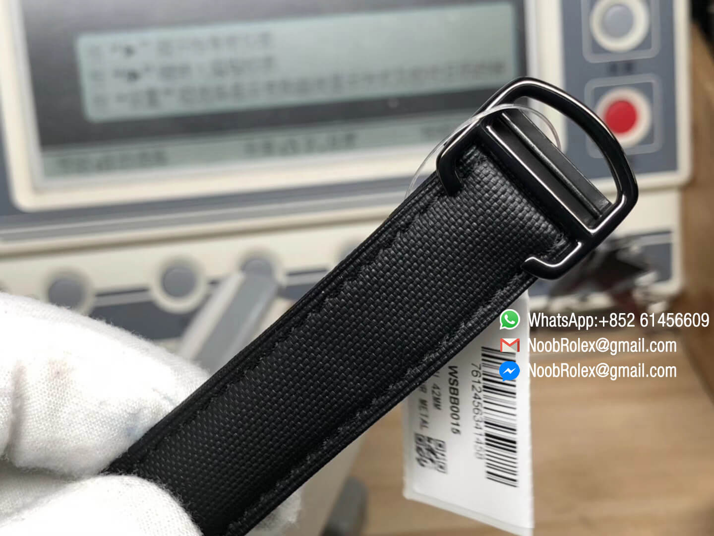 Ballon Bleu 42mm Watch WSBB0015 PVD Plated Case & Black Texture Dial Red Second hander on Black Nylon Strap A2892 AF Best Edition