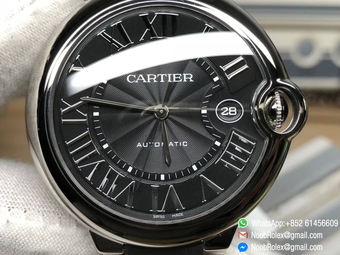 Ballon Bleu Watch W6920042 42mm Stainless Steel Black Dial with Roman Marker on Steel Bracelet Asian 2824 Movement