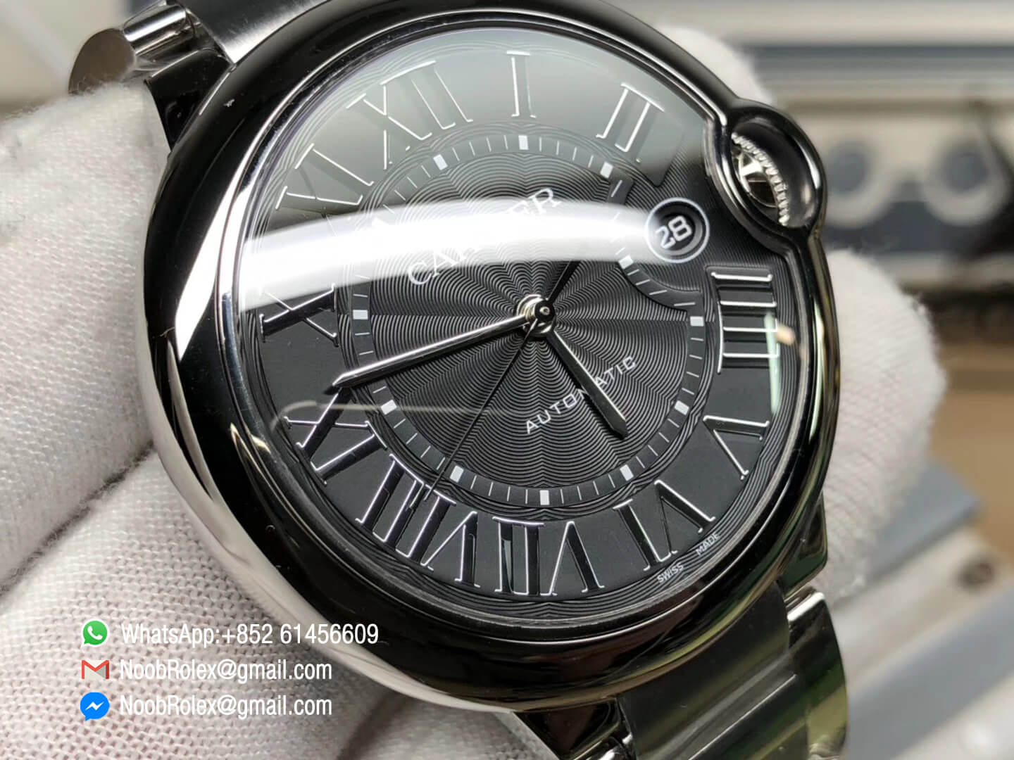 Ballon Bleu Watch W6920042 42mm Stainless Steel Black Dial with Roman Marker on Steel Bracelet Asian 2824 Movement