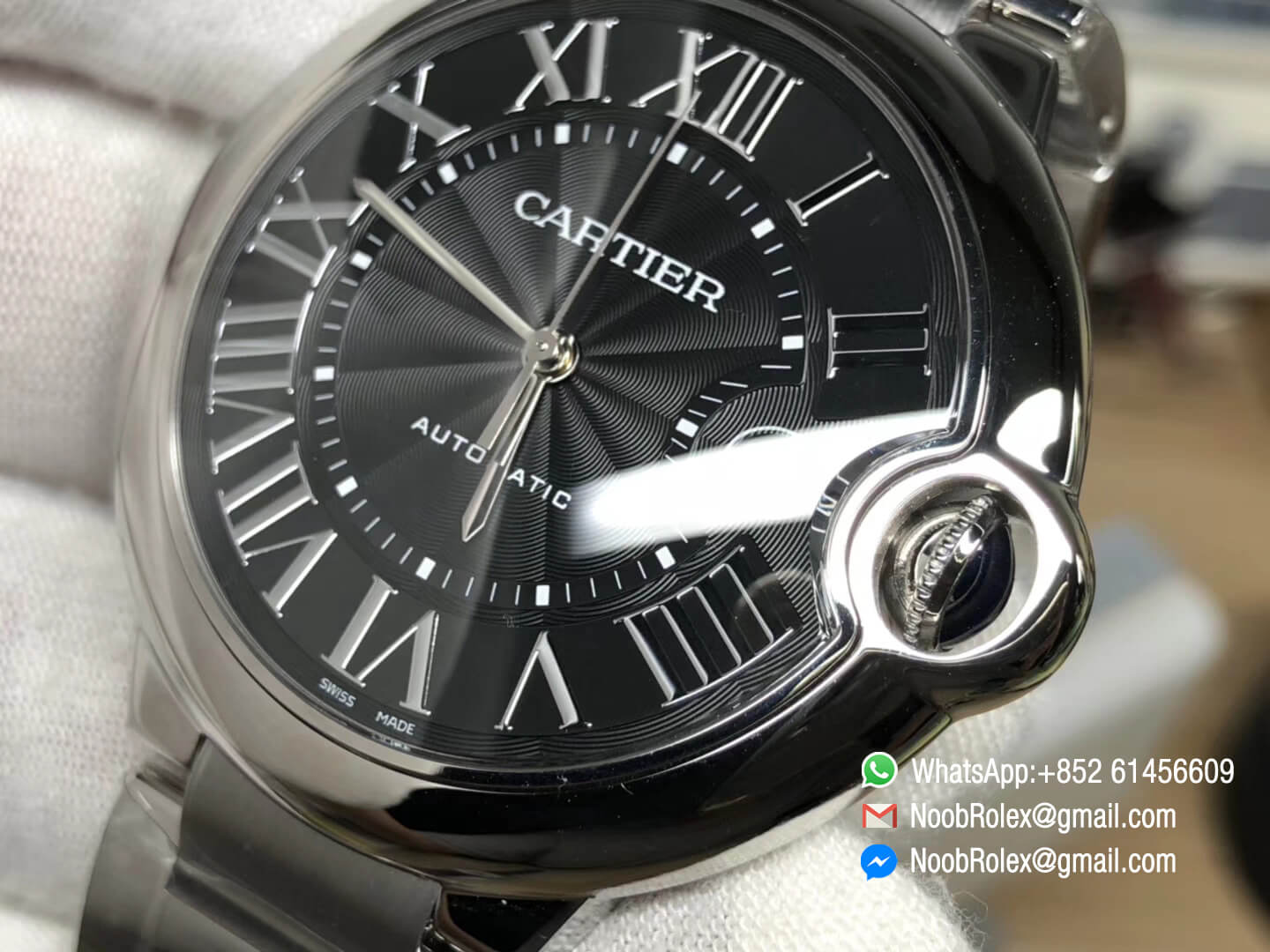 Ballon Bleu Watch W6920042 42mm Stainless Steel Black Dial with Roman Marker on Steel Bracelet Asian 2824 Movement