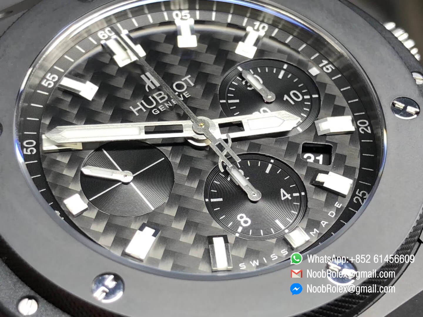 Hublot Big Bang Evolution Full Ceramic Case Carbon Fiber Dial On Rubber Strap HUB4104 HBB V6 Factory Top Copy Watch