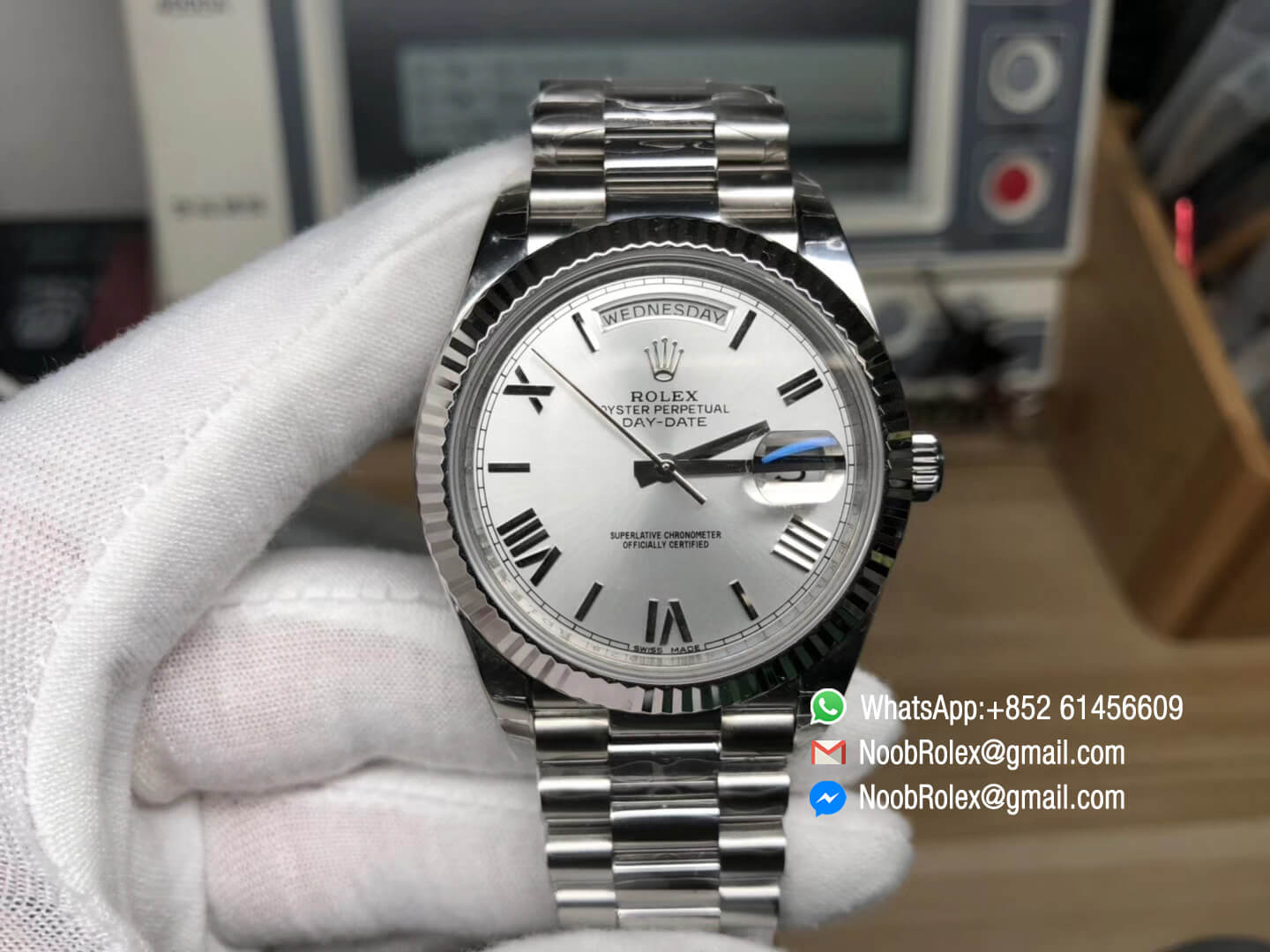 Day-Date 40 228239 316L Stainless Steel Case Silver Dial Roman Markers on President Bracelet A3255 Movement Noob Best Edition