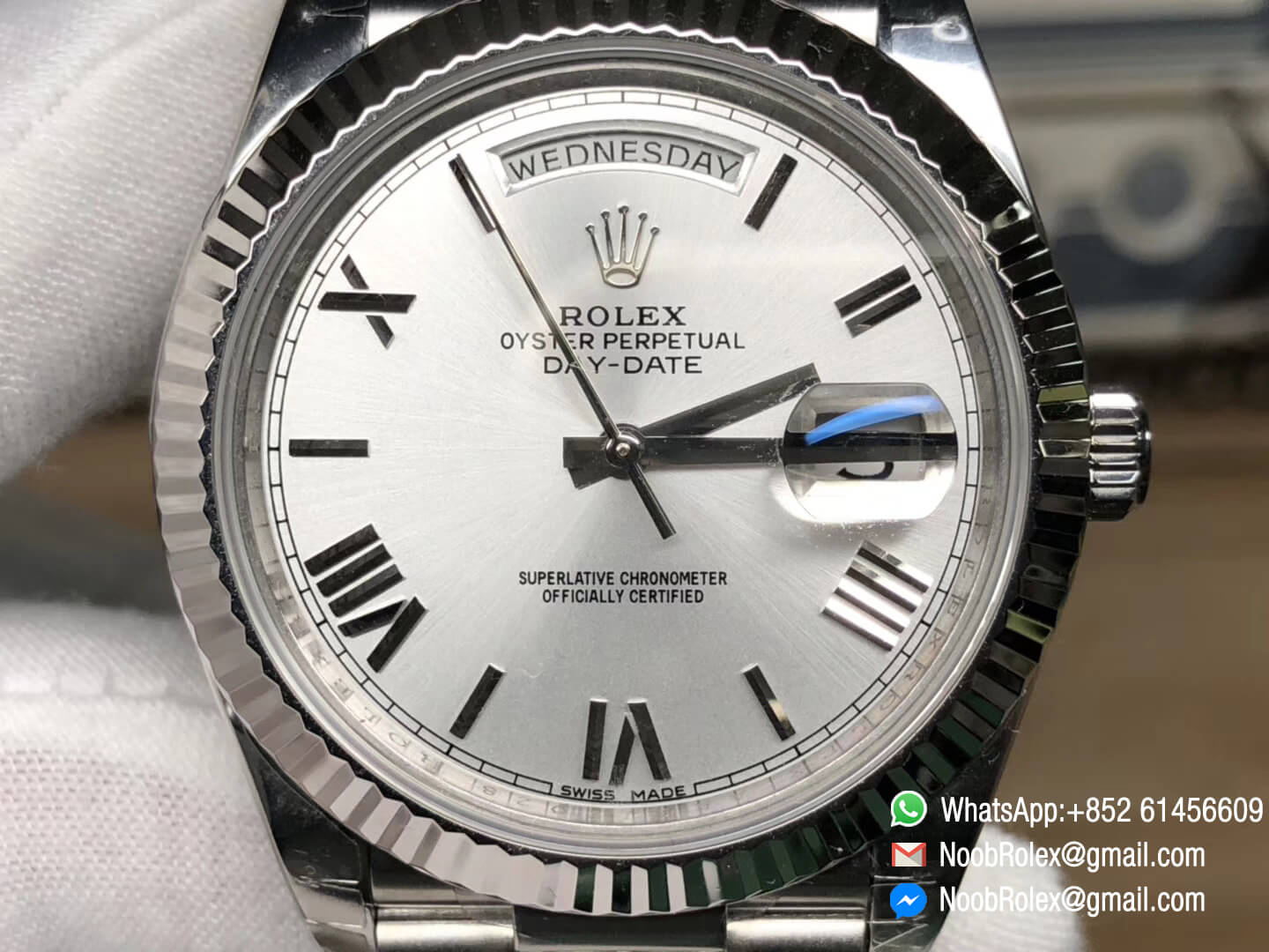 Day-Date 40 228239 316L Stainless Steel Case Silver Dial Roman Markers on President Bracelet A3255 Movement Noob Best Edition