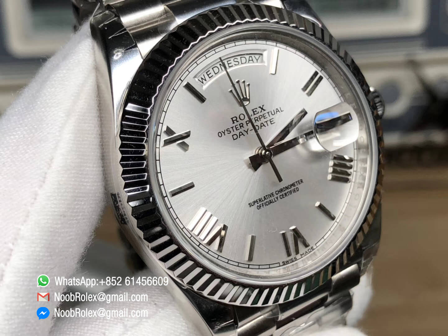 Day-Date 40 228239 316L Stainless Steel Case Silver Dial Roman Markers on President Bracelet A3255 Movement Noob Best Edition