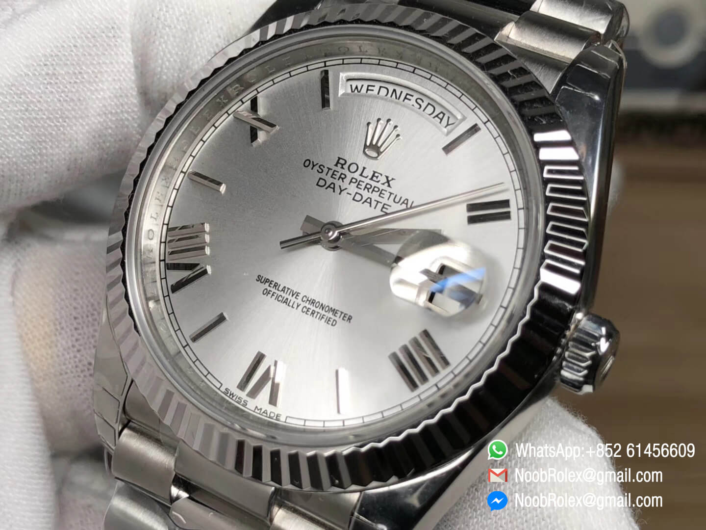 Day-Date 40 228239 316L Stainless Steel Case Silver Dial Roman Markers on President Bracelet A3255 Movement Noob Best Edition