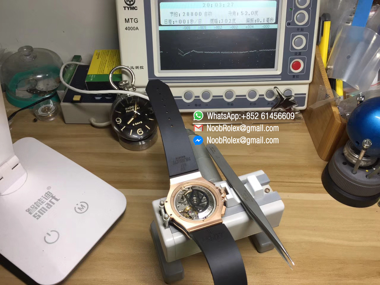 Hublot Big Bang Chrono Watch 44mm Black Dial Red Inner Marker Rose Gold Case & Bezel on Black Rubber Strap 1:1 Copy Quality