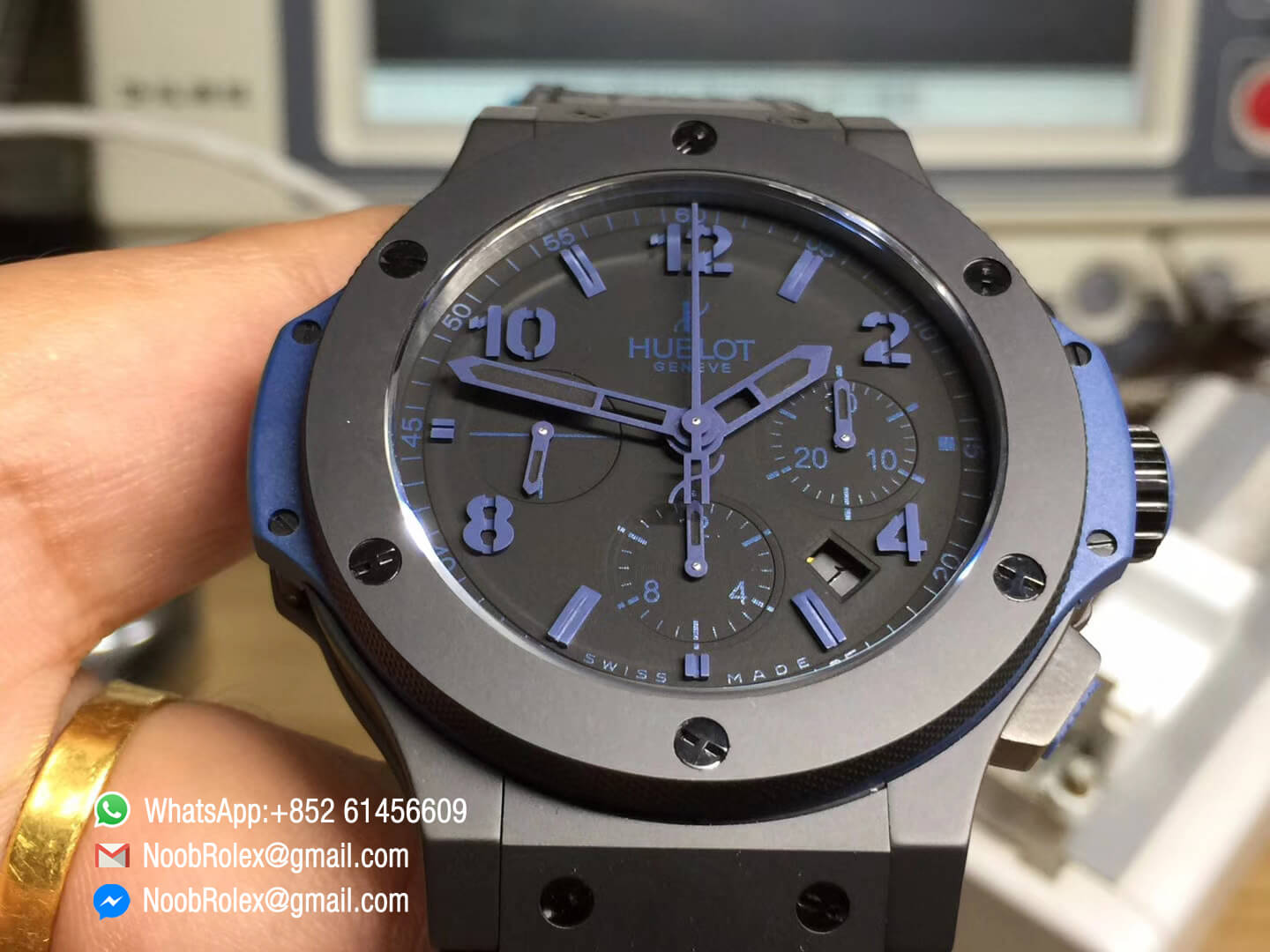 Hublot Big Bang Evolution Blue Magic Full Ceramic Case Blue Markers on Gummy Strap HUB4104 Top Lever Fake Quality