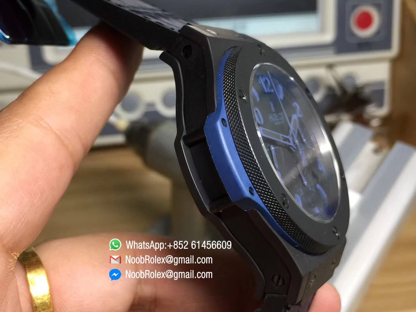 Hublot Big Bang Evolution Blue Magic Full Ceramic Case Blue Markers on Gummy Strap HUB4104 Top Lever Fake Quality