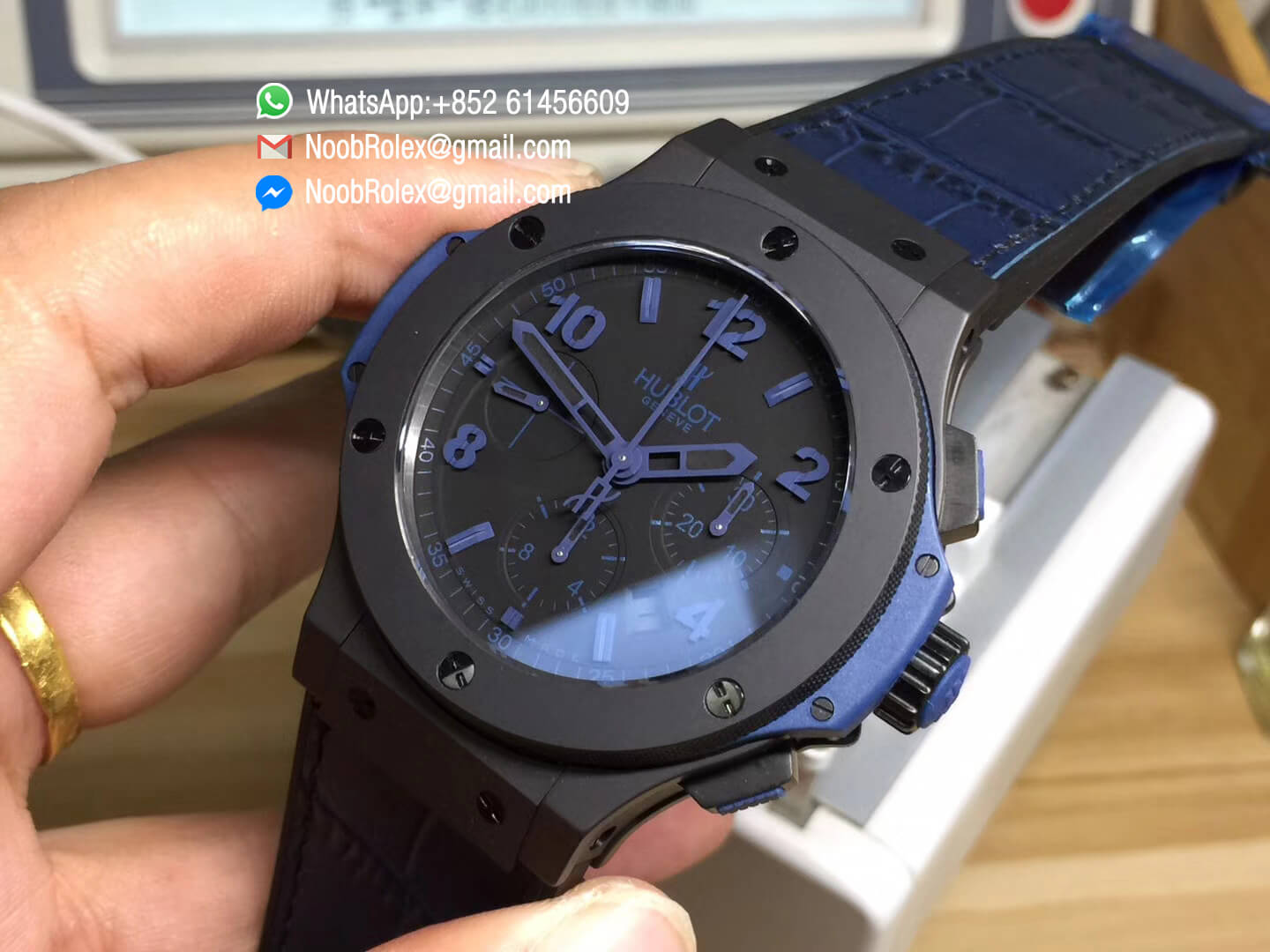 Hublot Big Bang Evolution Blue Magic Full Ceramic Case Blue Markers on Gummy Strap HUB4104 Top Lever Fake Quality