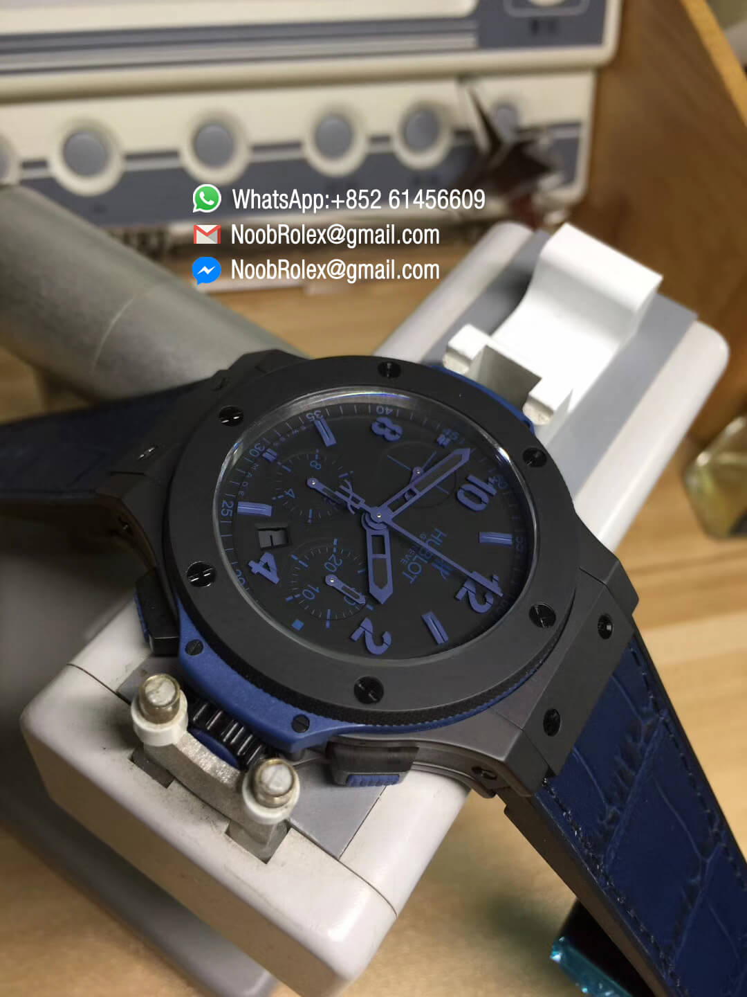 Hublot Big Bang Evolution Blue Magic Full Ceramic Case Blue Markers on Gummy Strap HUB4104 Top Lever Fake Quality